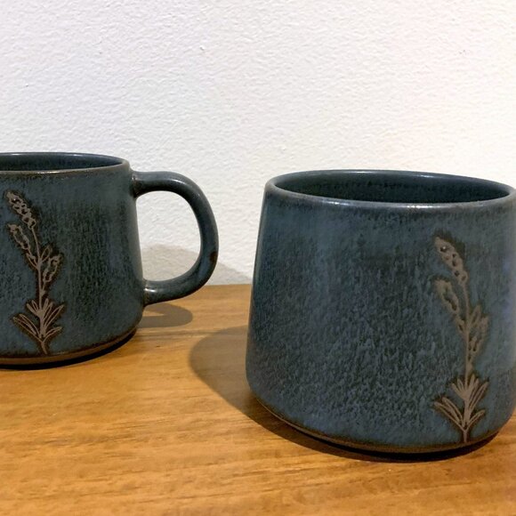 SOLD Hearth and & Hand Blue Stoneware Wheat Stem Coffee Mug / Tea Cup NEW 2022 - Picture 2 of 6